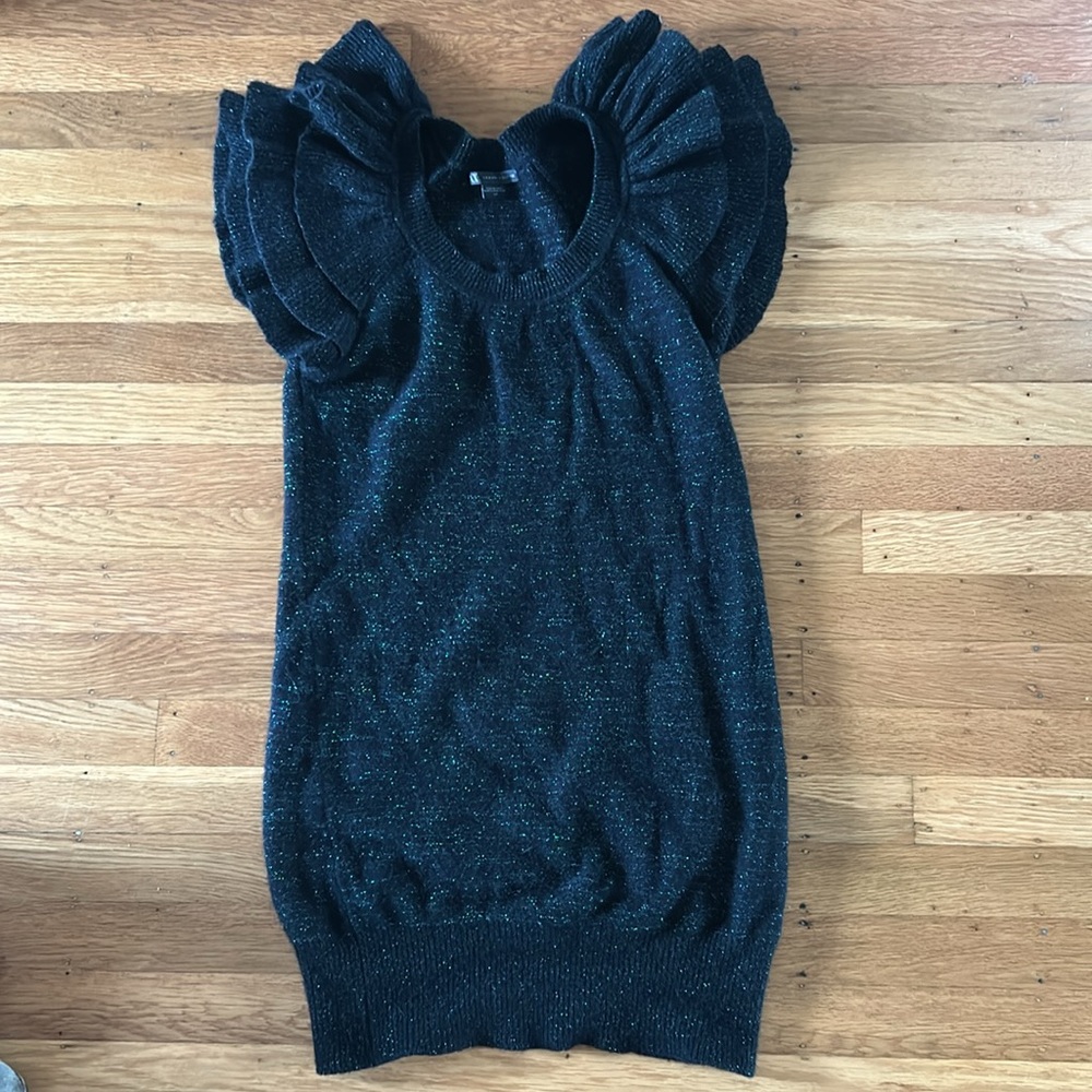 Armani Exchange Sparkle Ruffle Sleeve Sweater Dress  small